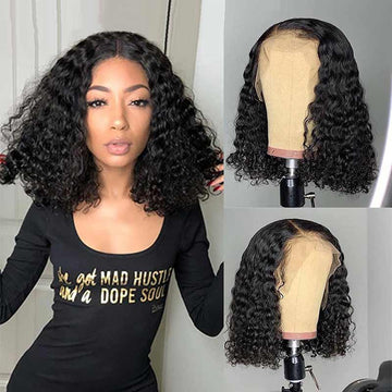 Brazilian Deep Wavy Short Bob Lace Front Human Hair Wigs-7